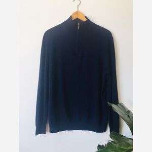 Navy quarter zip knit sweater